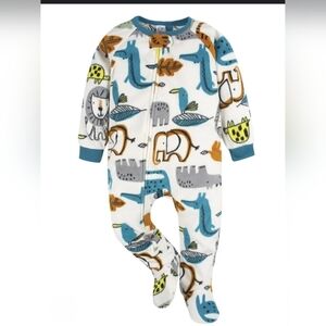 Gerber Safari Friends Footie Pajamas - Blue, Gray, Brown